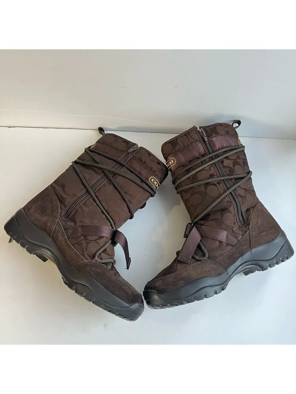 COACH Sela Brown Signature Snow Boots Size 9.5 Medium